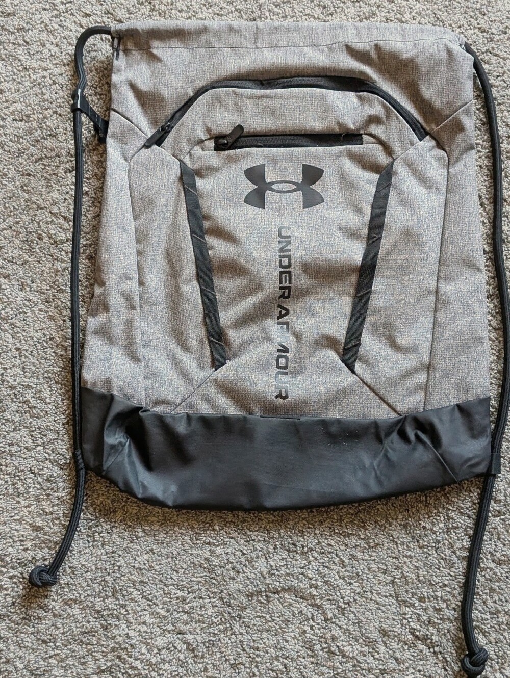 Under Armour Gray and Black Drawstring Backpack. Excellent Condition